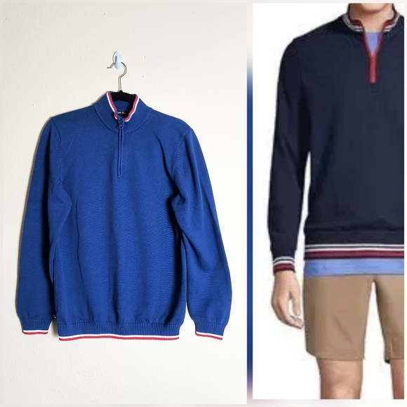 Brooks Brothers Other - Brooks Brother Fleece Men's Blue Half-Zip Sweater Size Junior XL Casual